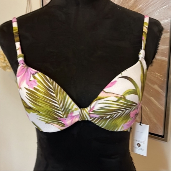 *BOGO*NWT-Shade and Shore - 2 Piece Bikini Set Top-34B-Bottom M8/10 White/Floral - Picture 6 of 11
